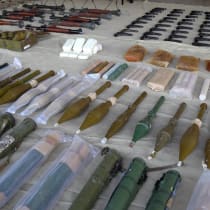  A screengrab from a video released on March 25, 2024 by the Israeli army shows what they say are Iranian weapons that were seized by the Israel Security Agency and by the Israel Defense Forces, at an unknown location. 