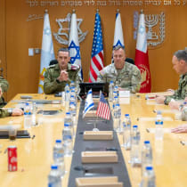  IDF Chief of Staff Herzi Halevi and US CENTCOM commander Michael Eric Kurilla holding a situation assessment on the threat from Iran, April 12, 2024.