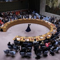  Los miembros del Consejo de Seguridad de las Naciones Unidas se reúnen el día de la votación de una resolución sobre Gaza que exige un alto el fuego inmediato durante el mes de Ramadán que conduzca a un alto el fuego permanente y sostenible, y la liberación inmediata e incondicional de todos los re
