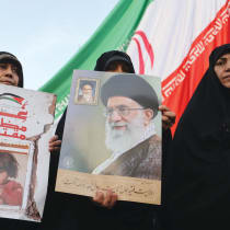  IRANIANS ATTEND a celebration following the massive missile attack on Israel in April, in Tehran. 
