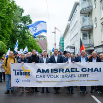 1000 Christians and Jews March with MK Matan Kahane and IAF President, Josh Reinstein on Yom Hashoah with the March of Life in Stuttgart.