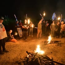 Behind the private residence of Benjamin Netanyahu in Caesarea calling for the resignation of the government.