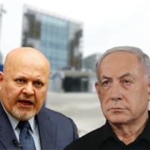 (L-R): International Criminal Court Prosecutor Karim Khan; Prime Minister Benjamin Netanyahu