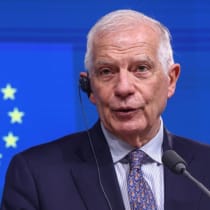  El jefe de la política exterior de la Unión Europea, Josep Borrell, asiste a una rueda de prensa el día del Consejo de Asociación UE-Ucrania en Bruselas, Bélgica, 20 de marzo de 2024.
