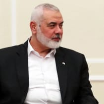  In this handout photo provided by the Iranian Presidency, Ismail Haniyeh, the political leader of Hamas, attends a meeting with Iranian President Masoud Pezeshkian, Tehran, July 30, 2024. 