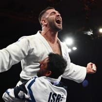  Peter Paltchik (inset) had gotten Israel on the Paris medal board earlier with a bronze in the -100kg category.