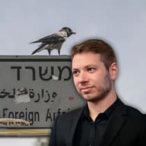  Yair Netanyahu and a sign showing directions to the Foreign Ministry offices in Jerusalem are seen