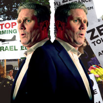  Demonstrators take part in an antisemitism protest outside the Labour Party headquarters in central London, Britain / Keir Starmer speaks during the Labour leadership hustings