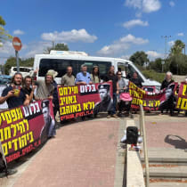  Members of the Hofshi Israel movement gather in protest following administrative orders.