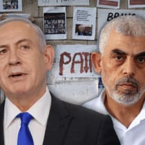  (I-D): Primer Ministro Benjamin Netanyahu; líder de Hamás Yahya Sinwar