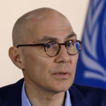 El Alto Comisionado de las Naciones Unidas para los Derechos Humanos (ACNUDH), Volker Turk, ofrece una rueda de prensa en Caracas, Venezuela, el 28 de enero de 2023.