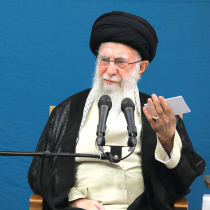  IRAN’S SUPREME LEADER Ayatollah Ali Khamenei speaks during a meeting with President Masoud Pezeshkian and his cabinet in Tehran, last month. 
