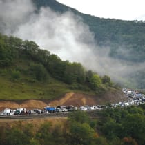  AFTER A SWIFT operation by Azerbaijan’s military to retake control of the breakaway Nagorno-Karabakh region, ethnic Armenians flee for the Armenian border last September. 