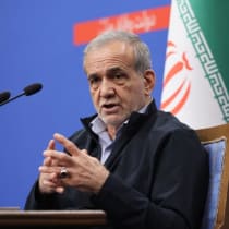  El presidente de Irán, Masoud Pezeshkian, asiste a una rueda de prensa en Teherán, Irán, el 16 de septiembre de 2024.