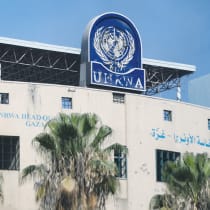  THE SIGN on UNRWA Headquarters in Gaza City is damaged amid the ongoing war. Says the writer: This UN agency deserves every sanction – it is corrupt, its actions encouraged terror and some of its workers were directly involved in October 7. Yet it provides health, education, etc. 