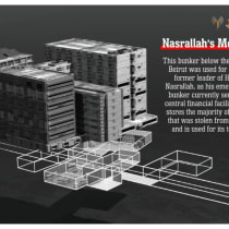 Imagen gráfica del búnker de Hassan Nasralá bajo un hospital del barrio de Dahieh, en el sur de Beirut.