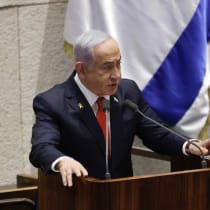  Benjamin Netanyahu speaks at the Knesset, November 18, 2024.