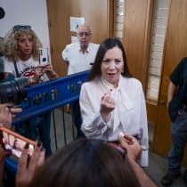  MK Tally Gotliv speaks outside the court in Tel Aviv during a case against Eli Feldstein, November 21, 2024