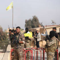  Members of the Kurdish-led Syrian Democratic Forces (SDF) after US-backed alliance led by Syrian Kurdish fighters captured Deir el-Zor, in Syria December 7, 2024