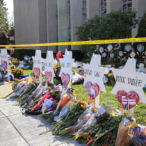  The Tree of Life synagogue at the intersection of Shady and Wilkins avenues, in Pittsburgh's Squirrel Hill neighborhood, on Oct. 30, 2018.