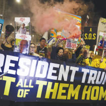 A DEMONSTRATION takes place near the US Embassy Branch Office in Tel Aviv last week, with participants calling on President-elect Donald Trump to ensure the release of all the hostages held in Gaza. 