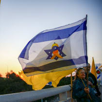  Israelis protest for the release of Israelis held hostage in the Gaza Strip near Yokneam, northern Israel, November 30, 2024.