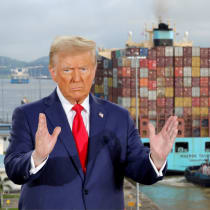  Donald Trump in front of the Panama Canal (illustrative).