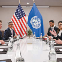  US SECRETARY of State Antony Blinken meets with UN Special Envoy for Syria Geir Pedersen in Aqaba earlier this month. The US has no choice but to get involved because leaving the new Syrian regime entirely to its own devices could backfire and lead to adverse consequences, says the writer.
