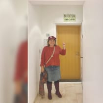  THE TEACHER outside her classroom: ‘Lo and behold, upon arrival at my new classroom, I learned that the space also doubles as the building’s bomb shelter,’ she writes. 