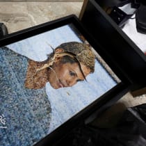  A view of a picture of Asma, wife of Syria's Bashar al-Assad at one of the rooms in Presidential Palace known as Qasr al-Shaab "People's Palace", after rebels seized the capital and ousted Syria's Bashar al-Assad, in Damascus, Syria December 10, 2024. 