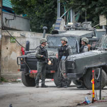  Israeli security forces seen during a military operation in the West Bank city of Jenin, February 1, 2025