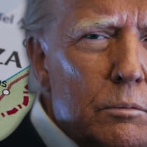  Una ilustración El presidente estadounidense Donald Trump y la Franja de Gaza