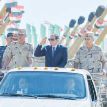  EGYPTIAN PRESIDENT Abdel Fattah al-Sisi inspects Egyptian military units in Suez, in 2023.