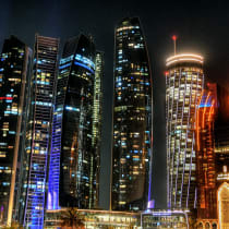  An illustrative image of skyscrapers in the city of Abu Dhabi, capital of the United Arab Emirates.