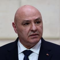  El presidente libanés, Joseph Aoun, asiste a una rueda de prensa conjunta con el presidente francés, Emmanuel Macron, en el Palacio del Elíseo en París, Francia, 28 de marzo de 2025. 