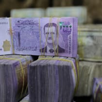  Syrian pounds are pictured inside an exchange currency shop in Azaz, Syria February 3, 2020.