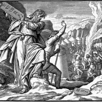  Moses is seen breaking the Tablets after coming down from Mount Sinai.