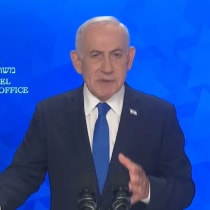 El primer ministro Benjamin Netanyahu se dirige a la nación en medio del ataque israelí contra objetivos del régimen iraní el 7 de marzo de 2026.