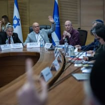 National Security Minister Itamar Ben Gvir and committee head MK Zvika Fogel attend a National Security committee meeting at the Knesset, the Israeli parliament on March 24, 2026.