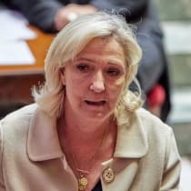 President of the Rassemblement National parliamentary group, Marine Le Pen, attends a session of questions to the government at the National Assembly, France's lower house of parliament, in Paris on April 14, 2026.