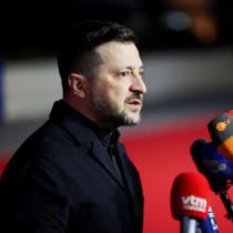 Ukraine's President Volodymyr Zelensky speaks to the media as he arrives to attend an informal European leaders' summit in Ayia Napa, Cyprus, April 23, 2026; illustrative.