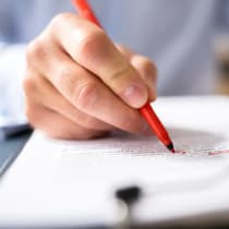A student taking an exam
