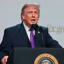 US President Donald Trump delivers remarks about health care costs and affordability from an auditorium on the White House campus in Washington, DC, US, May 18, 2026.