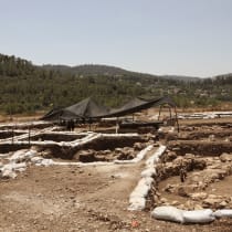 A partial view of a settlement from the Neolithic Period (New Stone Age), discovered during archaeological excavations by the Israel Antiquities Authority near Motza Junction, about 5 km west of Jerusalem,  July 16, 2019; file photo.