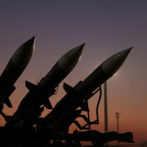 Iranian missiles are displayed at the Islamic Revolutionary Guard Corps(IRGC) Aerospace Force Museum in Tehran, Iran.
