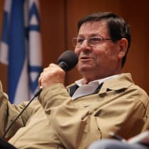 Israeli television anchor and documentary filmmaker Haim Yavin attends a debate organized by the Hebrew University in Jerusalem on March 06, 2013.
