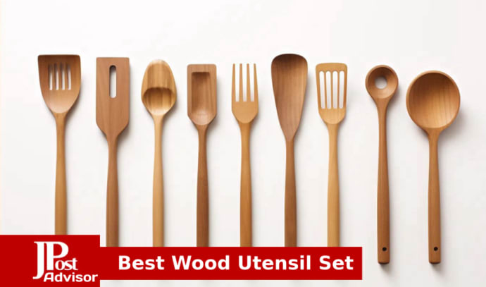 Olive Wood Cooking and Serving Utensils, Set of Five 12 inch Utensils