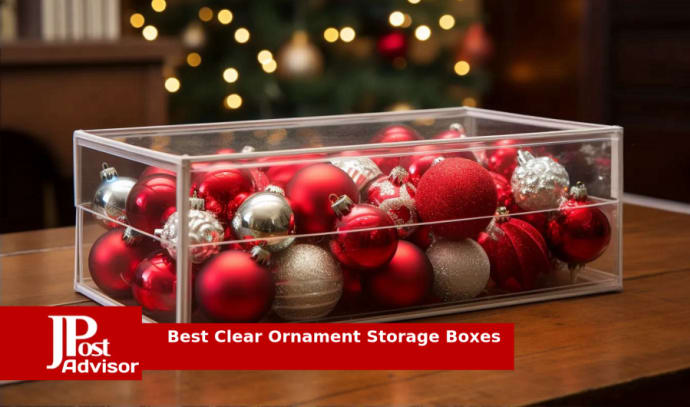 IRIS USA 60 Qt. 2 Pack Ornament Storage Box with Hinged Lid and