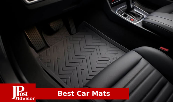 Basics 4-Piece Premium Rubber Floor Mat for Cars, SUVs and Trucks,  All Weather Protection, Universal Trim to Fit, Black