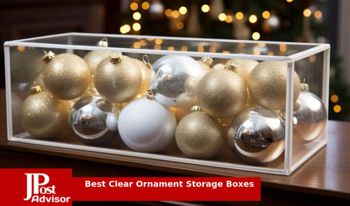 Christmas Ornament Storage Box with Adjustable Dividers Hold Up to 64 Balls